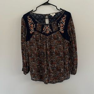Mason & Belle Tempesta Lace Detail 3/4 Sleeve Top Large